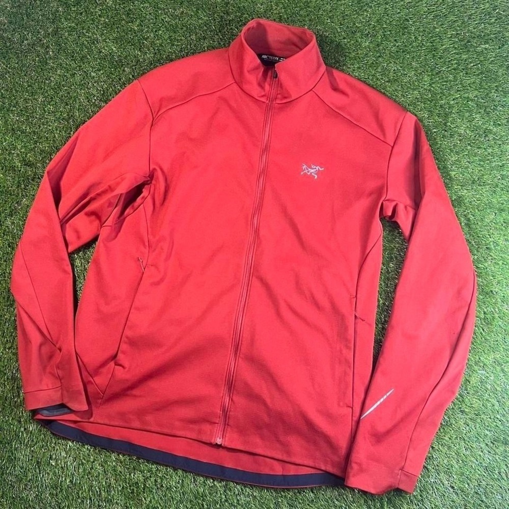 Arcteryx Trino Jacket Mens XL Orange/Red Windstopper Full Zip Running Reflective